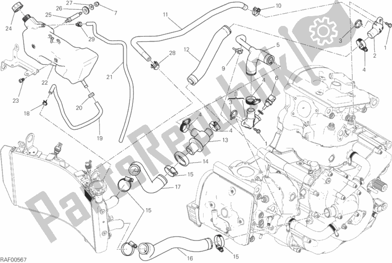 Toutes les pièces pour le Système De Refroidissement du Ducati Monster 821 Dark Brasil 2016
